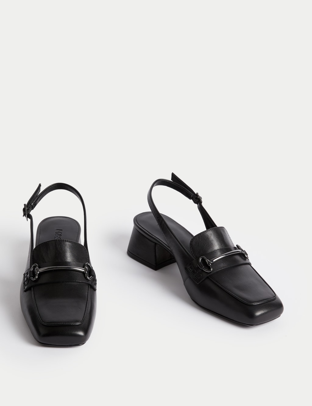 Patent Leather Block Heel Slingback Shoes