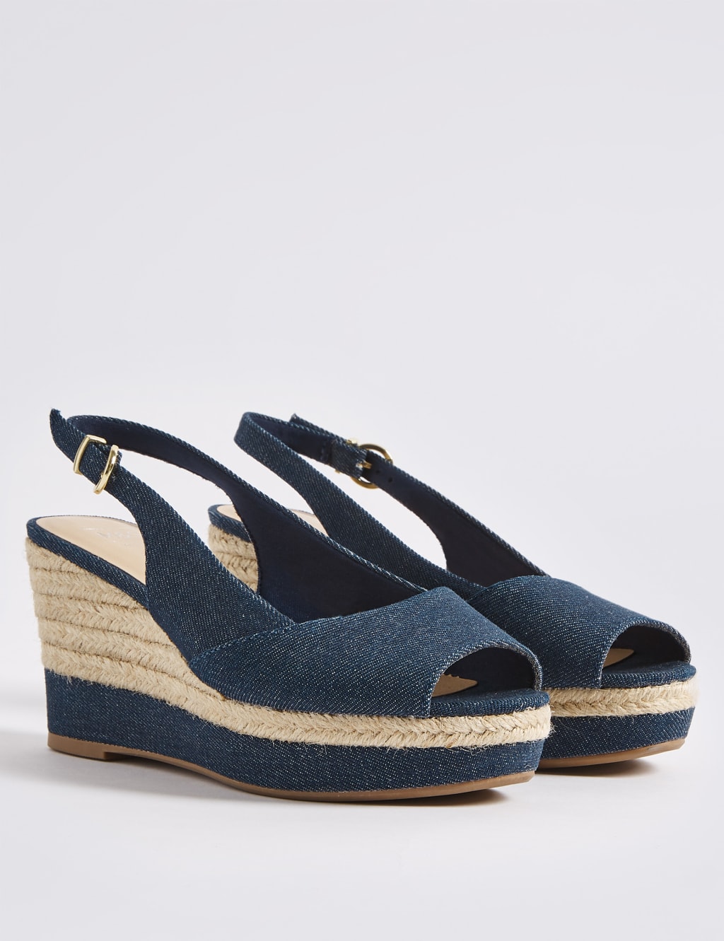Wide Fit Wedge Heel Peep Toes Sandals M S Collection M S