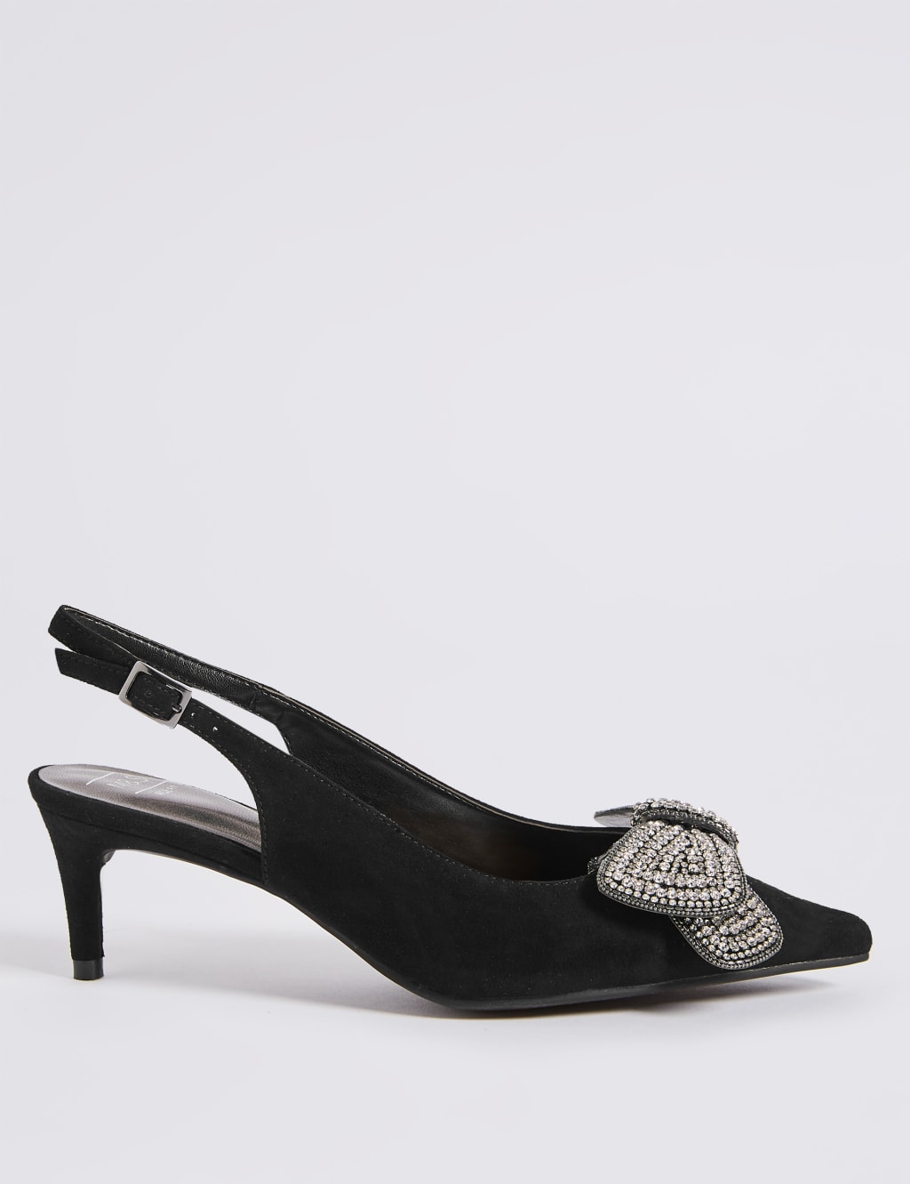 Wide Fit Kitten Heel Jewel Bow Sandals M S Collection M S