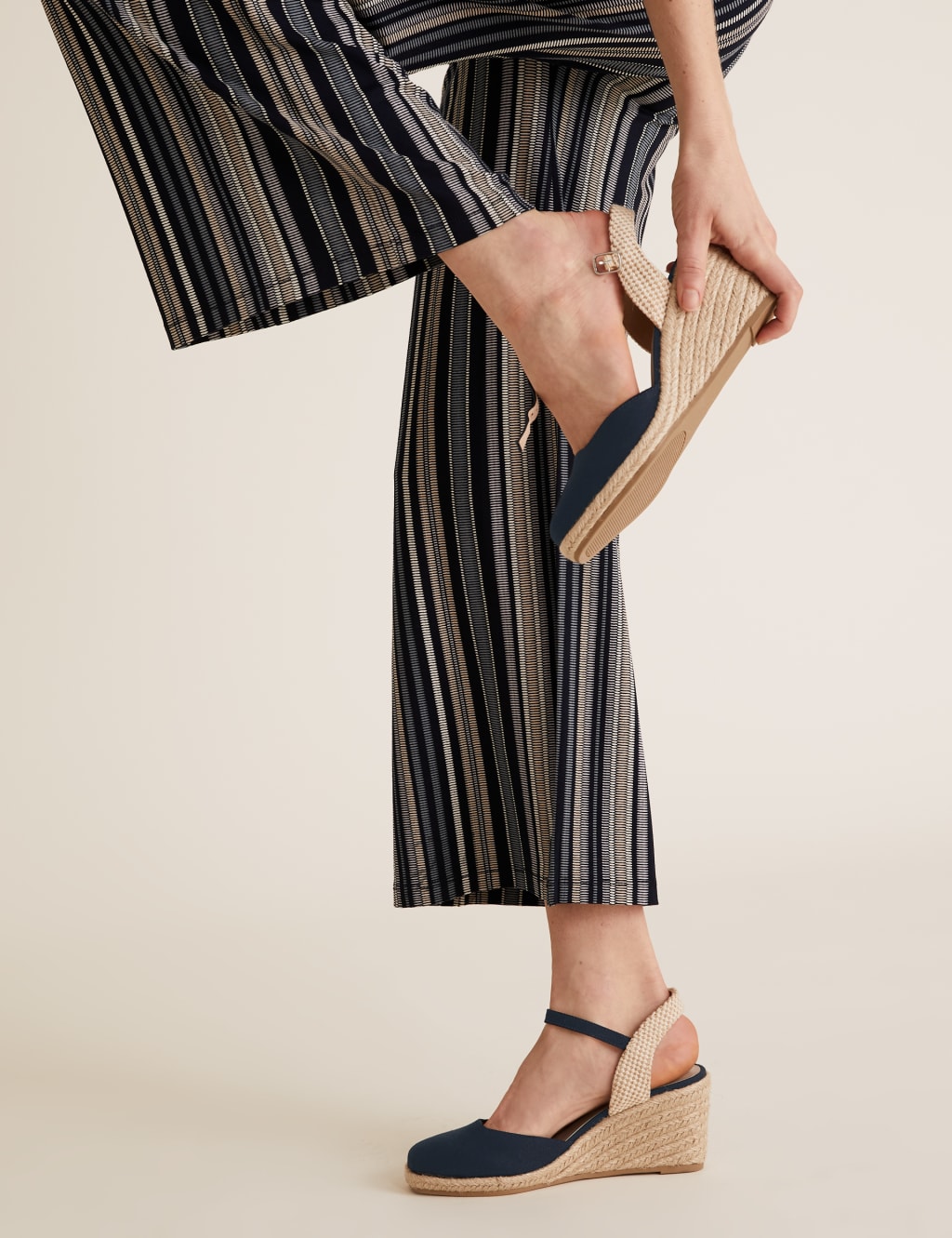 Wide Fit Canvas Wedge Espadrilles M S Collection M S