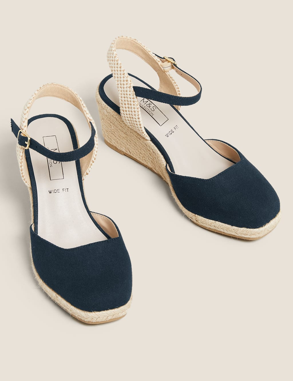 Wide Fit Canvas Wedge Espadrilles M S Collection M S