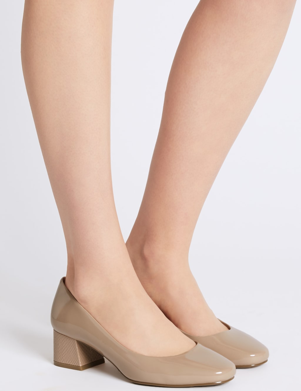 Wide Fit Block Heel Court Shoes 1 of 6