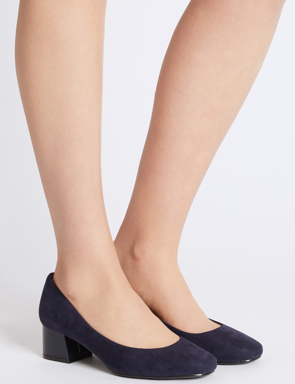 Wide Fit Block Heel Court Shoes M S Collection M S