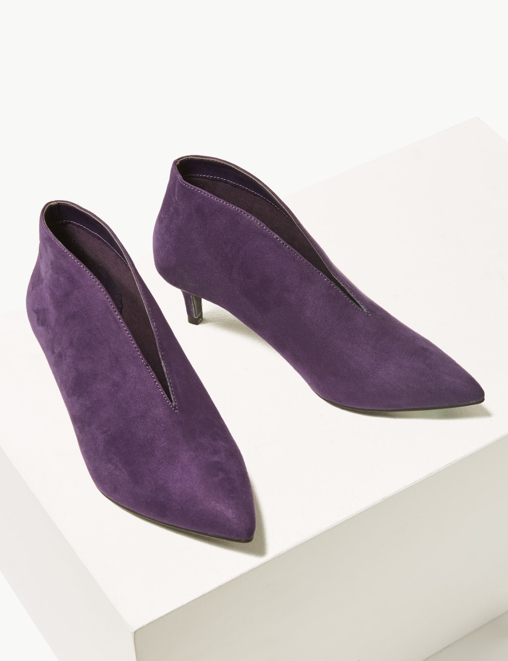 Wide Fit Kitten Heel V Cut Shoe Boots M S Collection M S