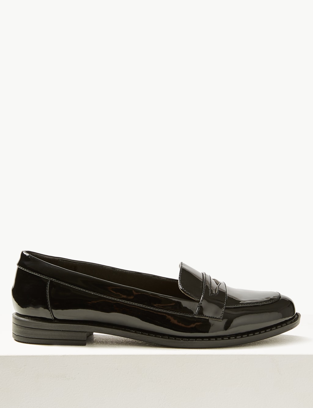 Extra Wide Fit Block Heel Penny Loafers M S Collection M S