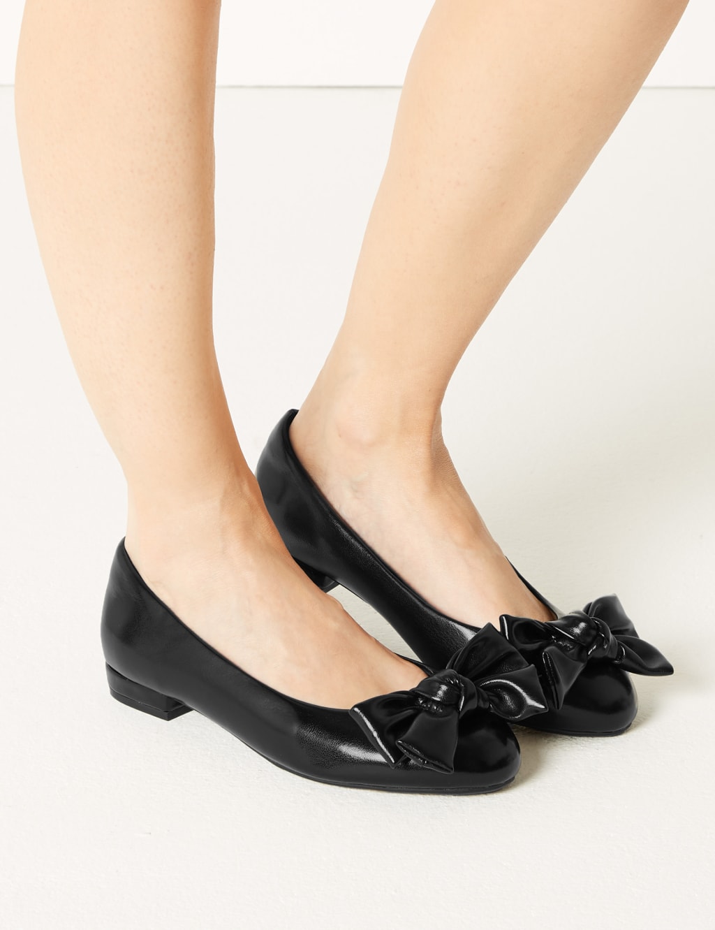 Extra Wide Fit Bow Ballet Pumps M S Collection M S