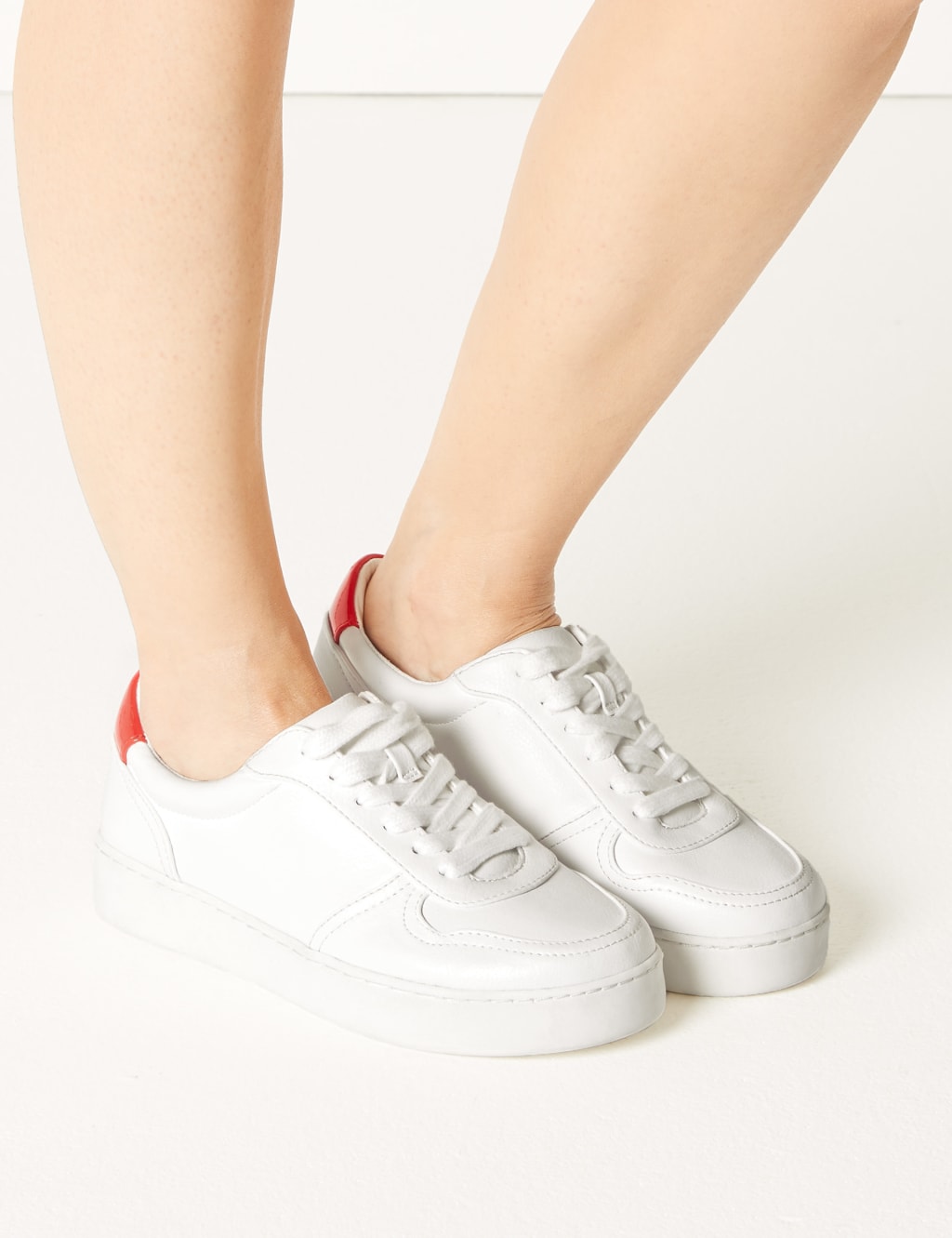 Extra Wide Fit Back Detail Lace up Trainers M S Collection M S