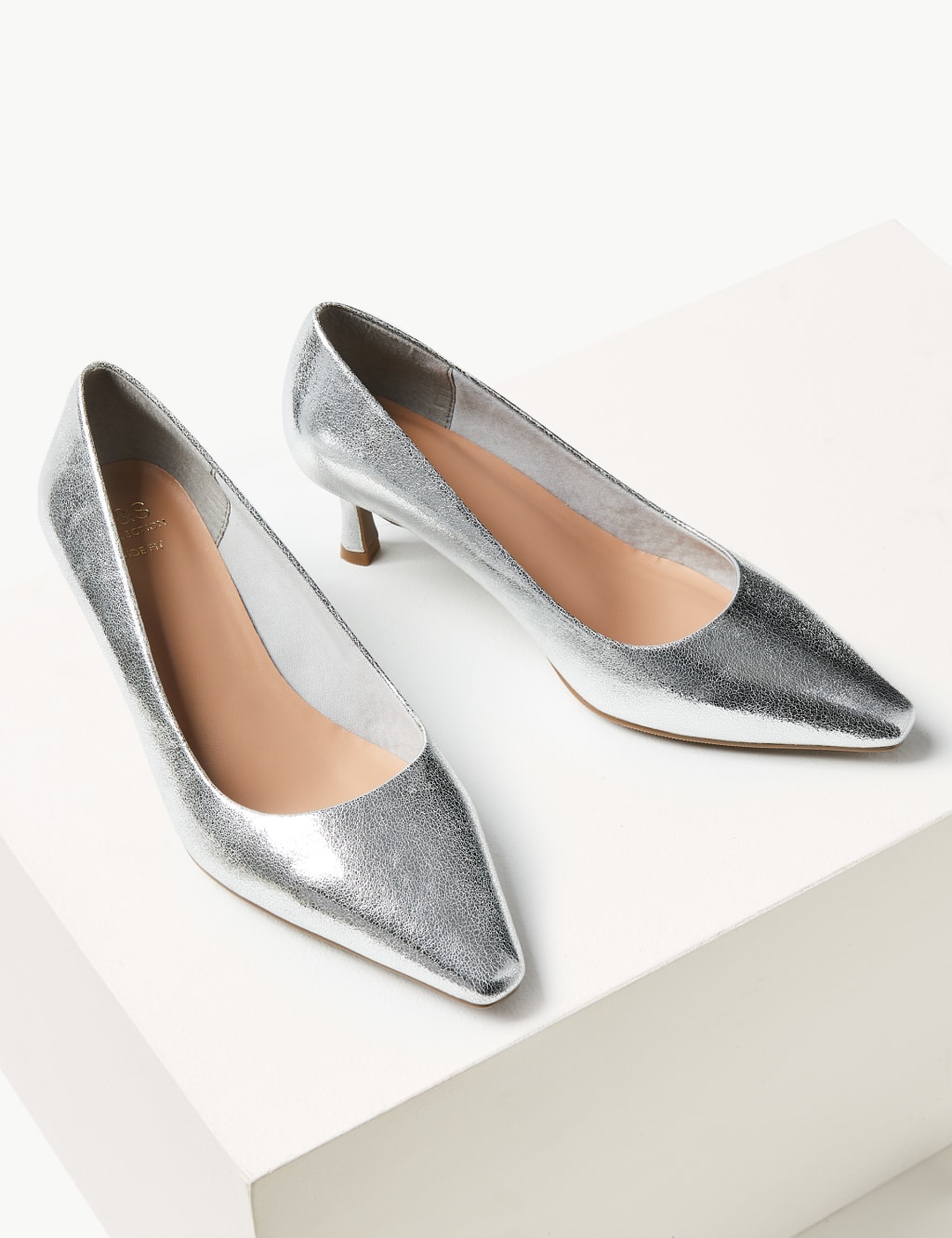 Wide Fit Kitten Heel Court Shoes 3 of 5
