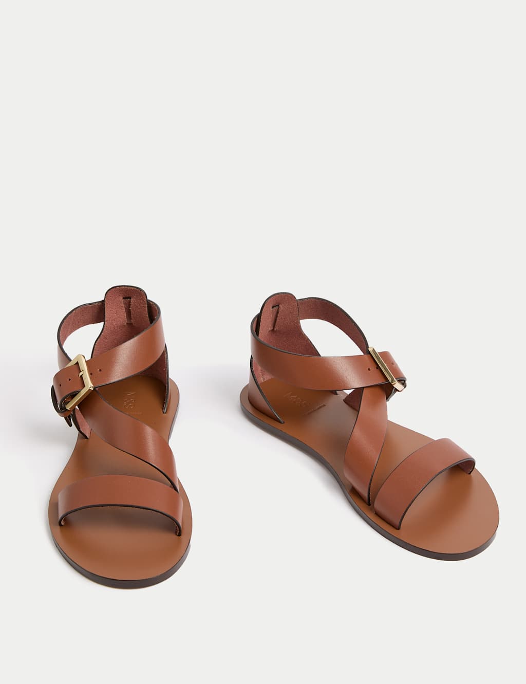 Leather Crossover Ankle Strap Flat Sandals 2 of 3