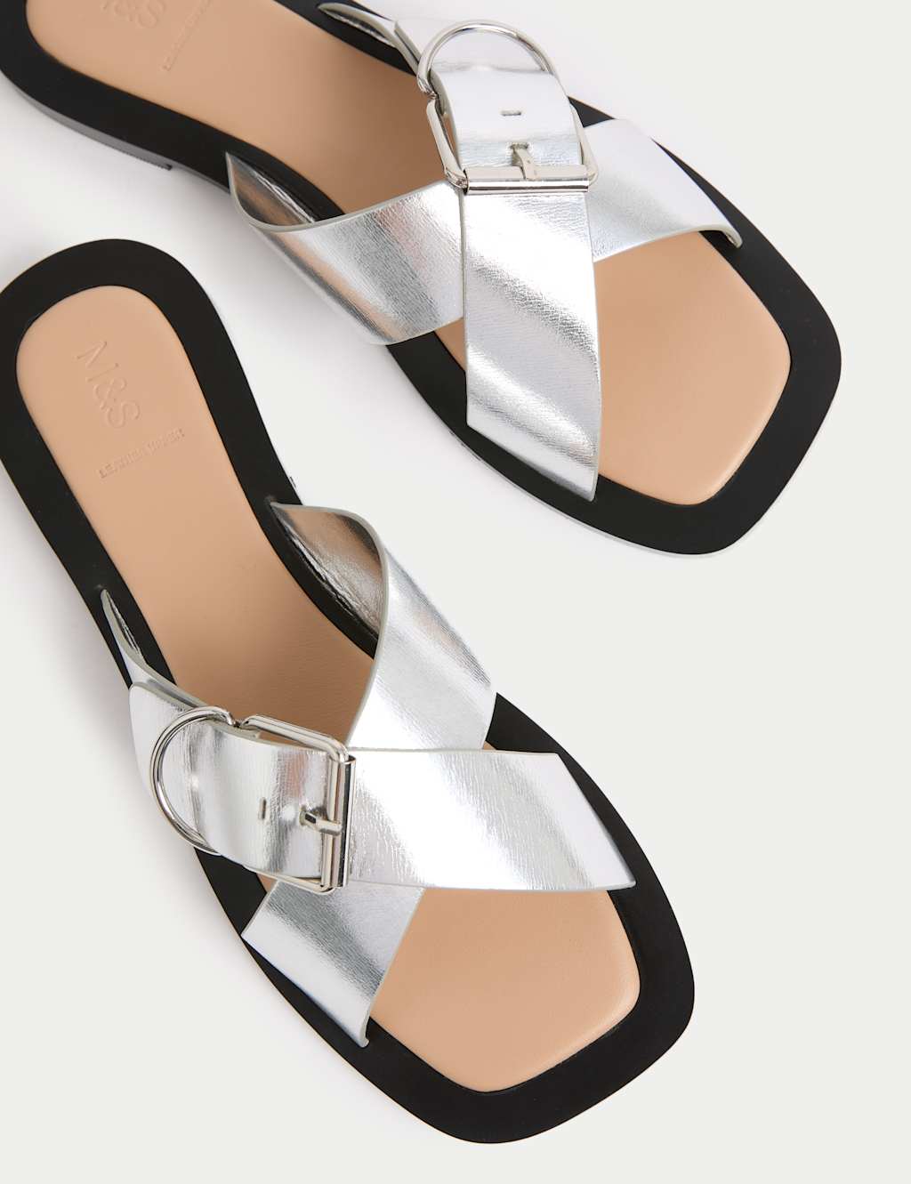 Leather Buckle Flat Square Toe Mules 3 of 3