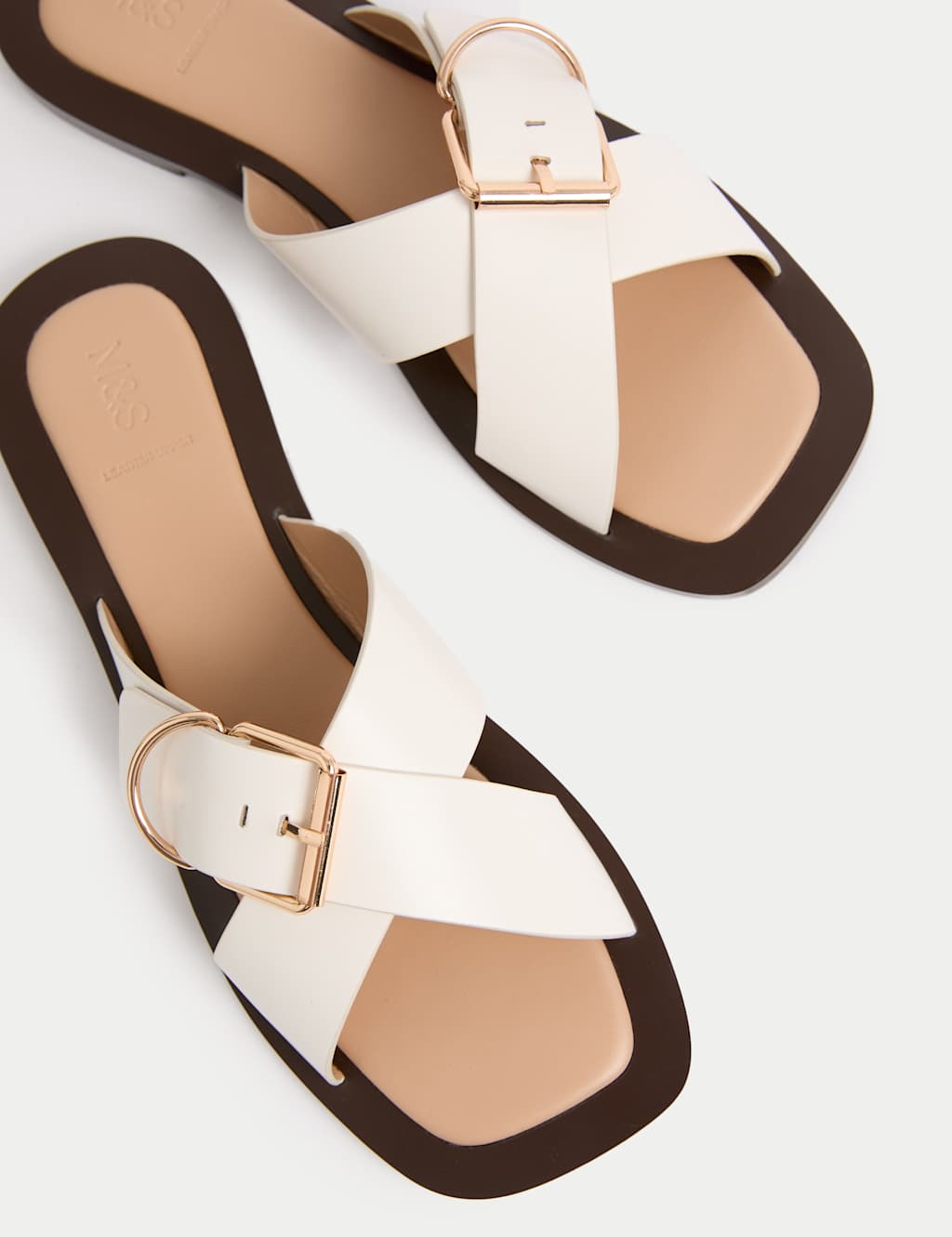 Leather Buckle Flat Square Toe Mules 3 of 3