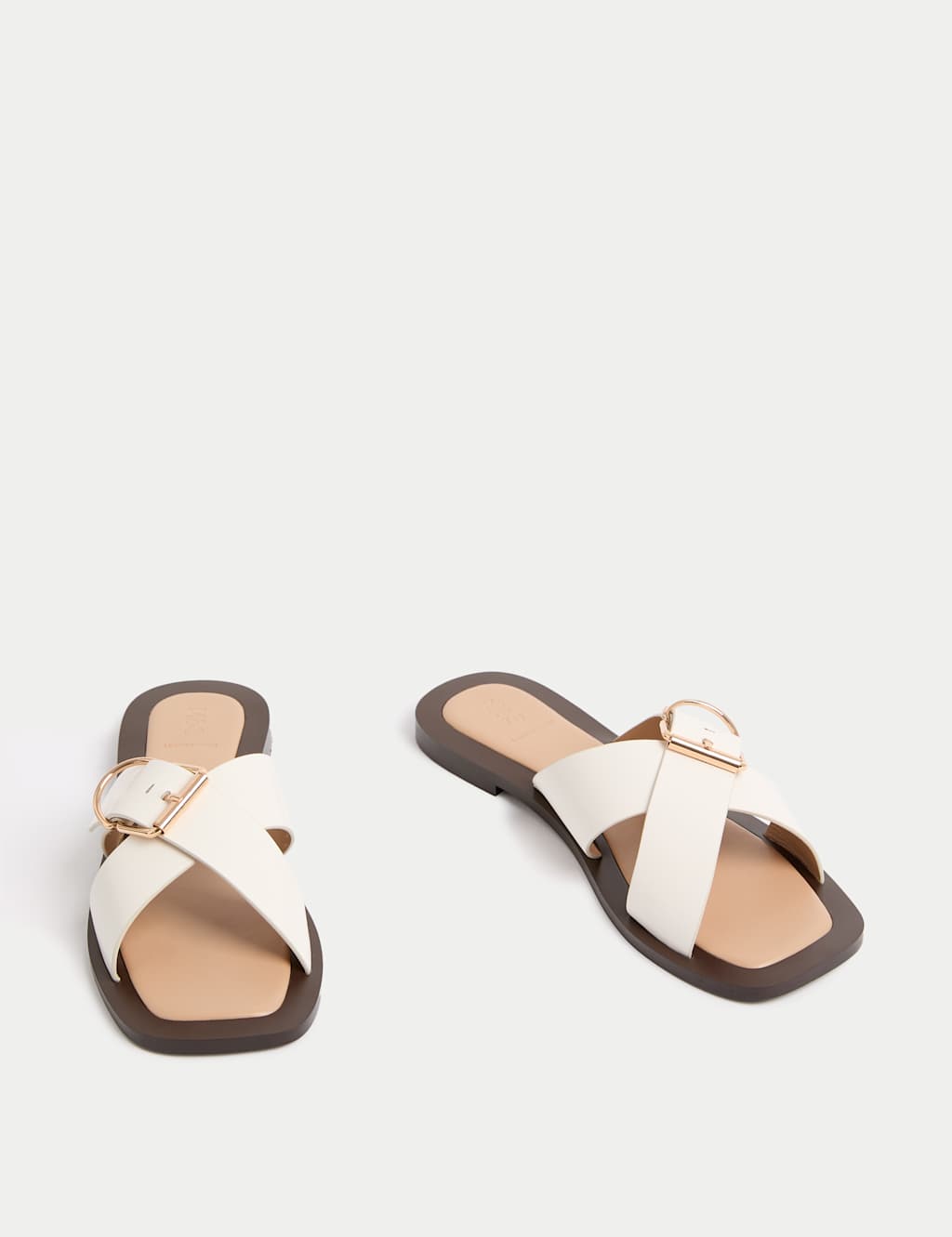 Leather Buckle Flat Square Toe Mules 2 of 3