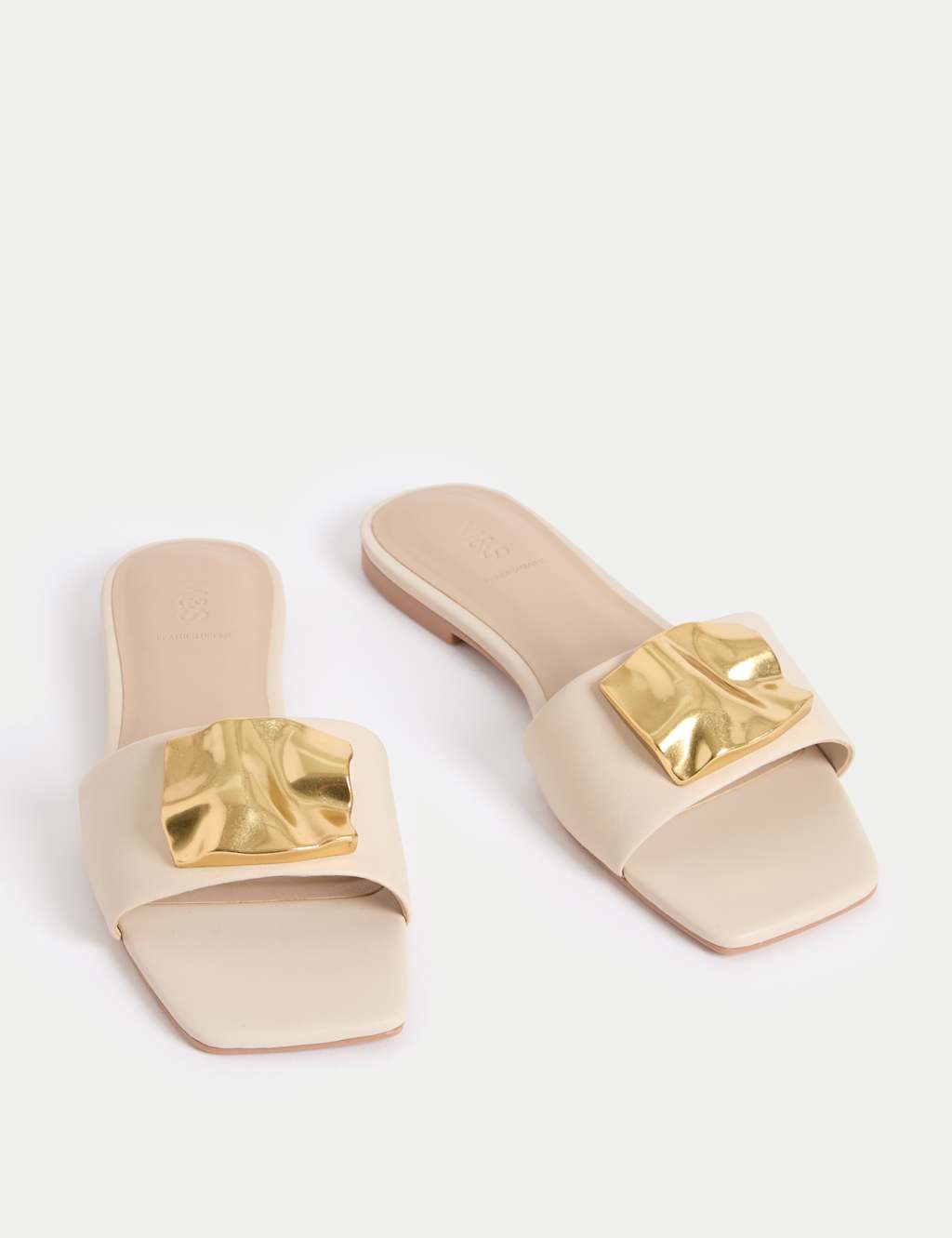 Leather Gold Detail Flat Mule Sandals 2 of 3