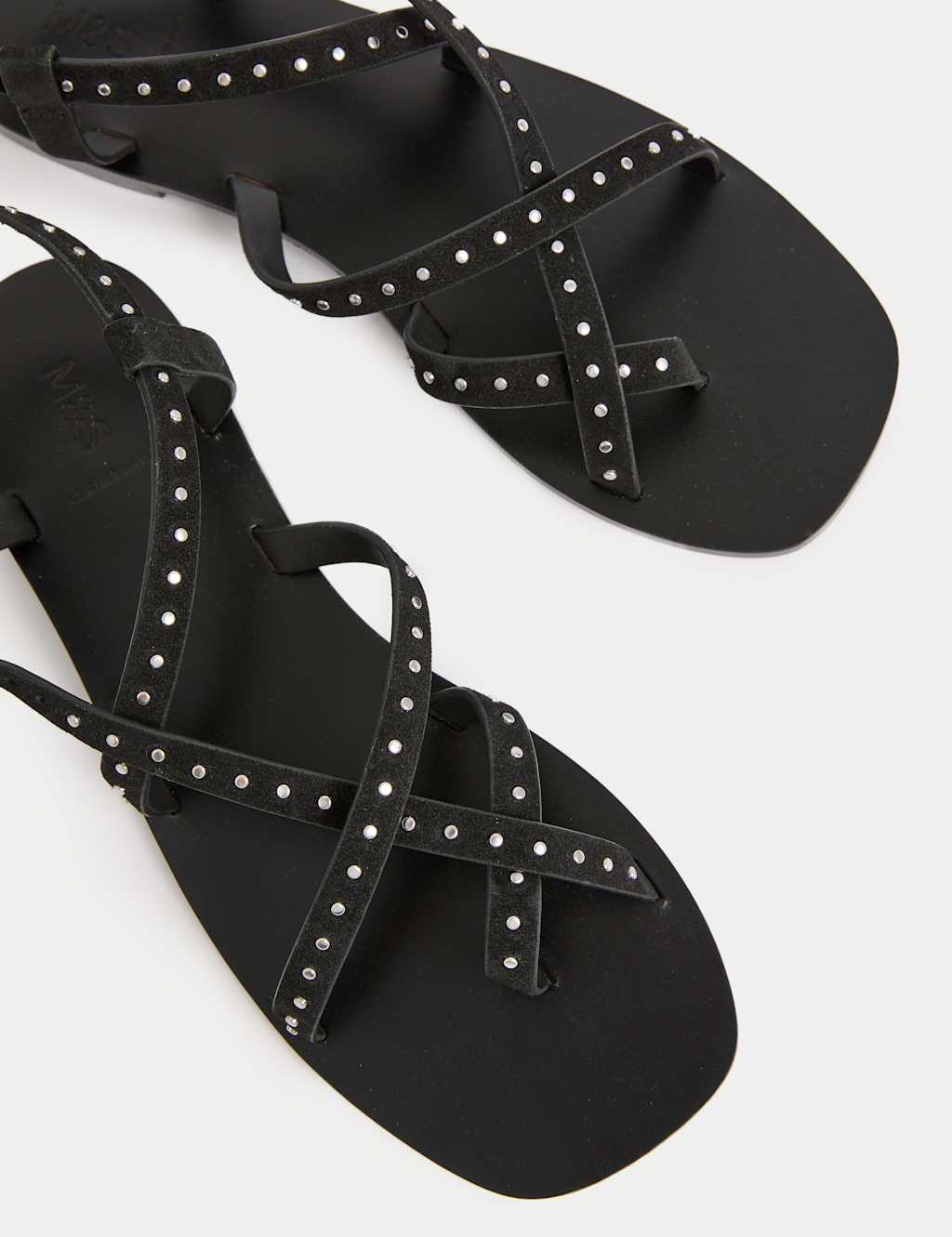 Suede Studded Strappy Flat Sandals 3 of 3