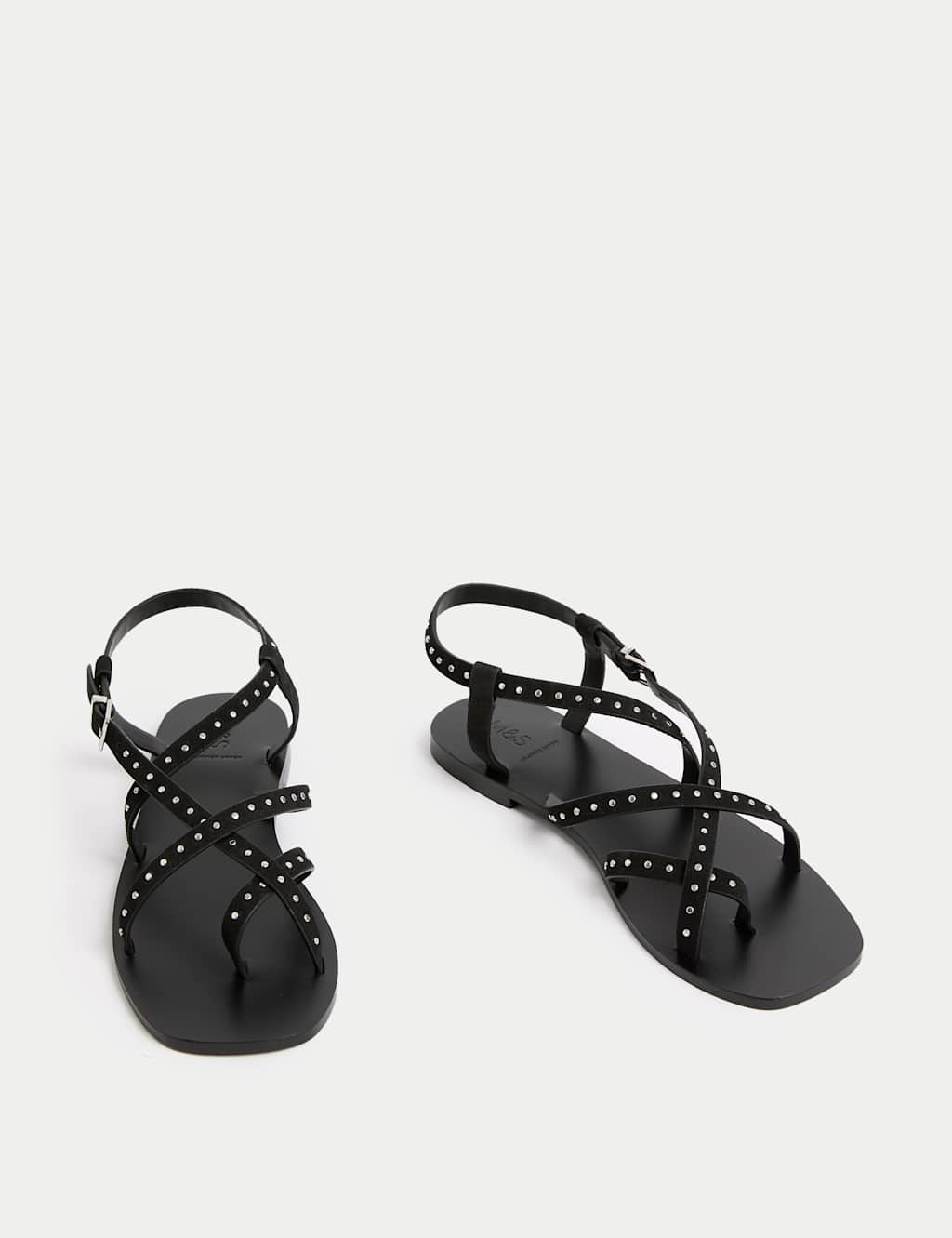 Suede Studded Strappy Flat Sandals 2 of 3