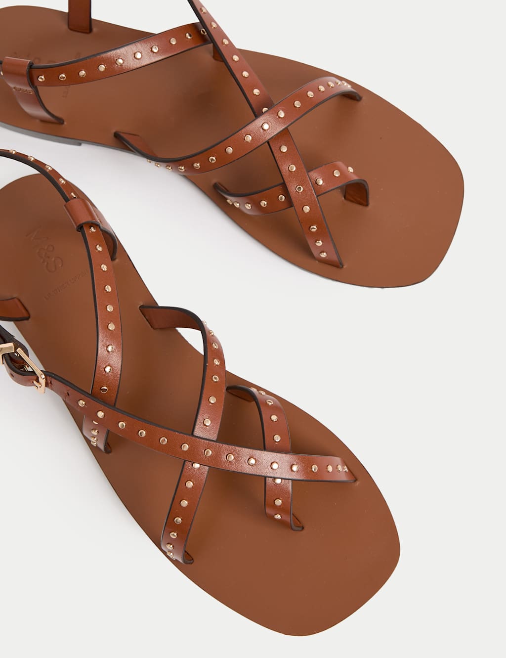 Leather Studded Ankle Strap Flat Sandals 3 of 3