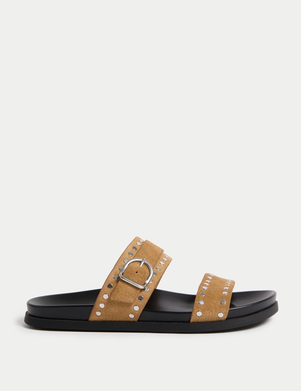 Suede Studded Strappy Footbed Sandals 1 of 3