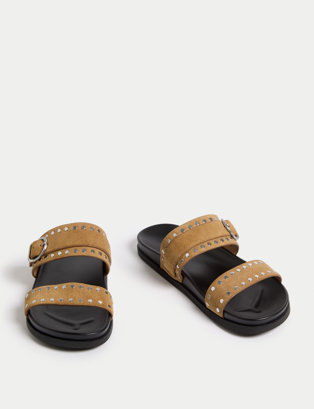 Suede Studded Strappy Footbed Sandals 2 of 3