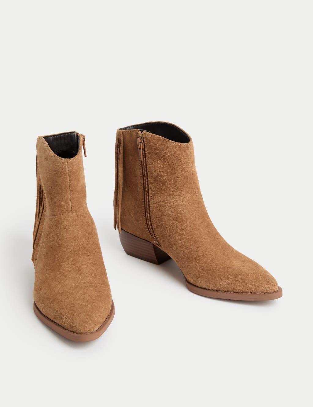 Suede Cowboy Block Heel Pointed Boots 2 of 3