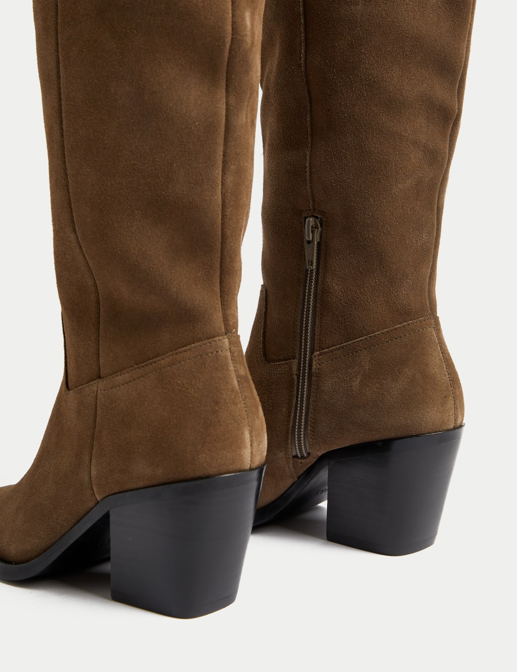 Suede Cowboy Block Heel Knee High Boot M S Collection M S