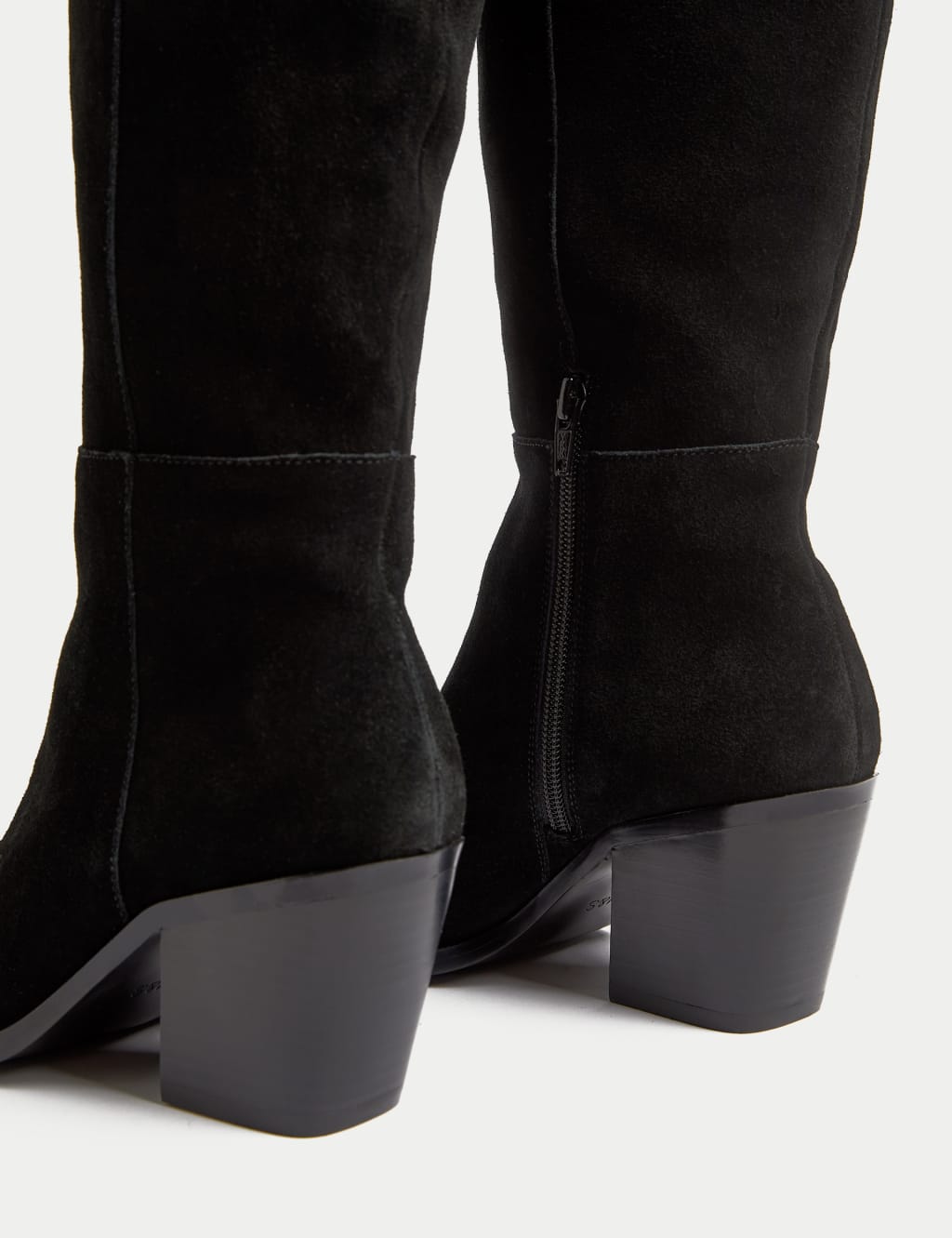 Suede Cowboy Block Heel Over the Knee Boots M S Collection M S