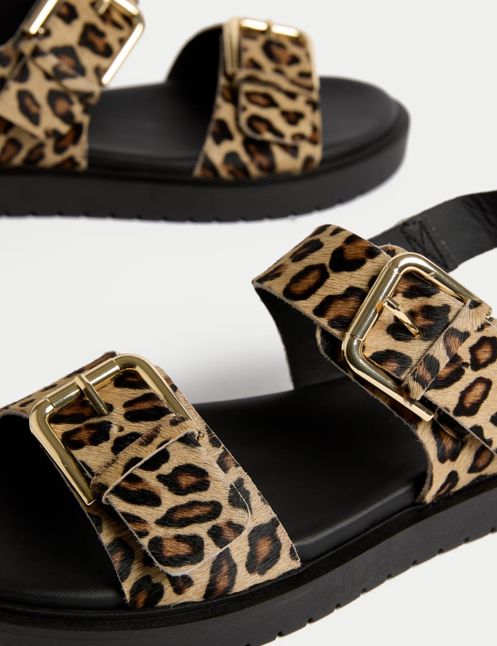 Leather Leopard Print Flatform Sandals 3 of 3