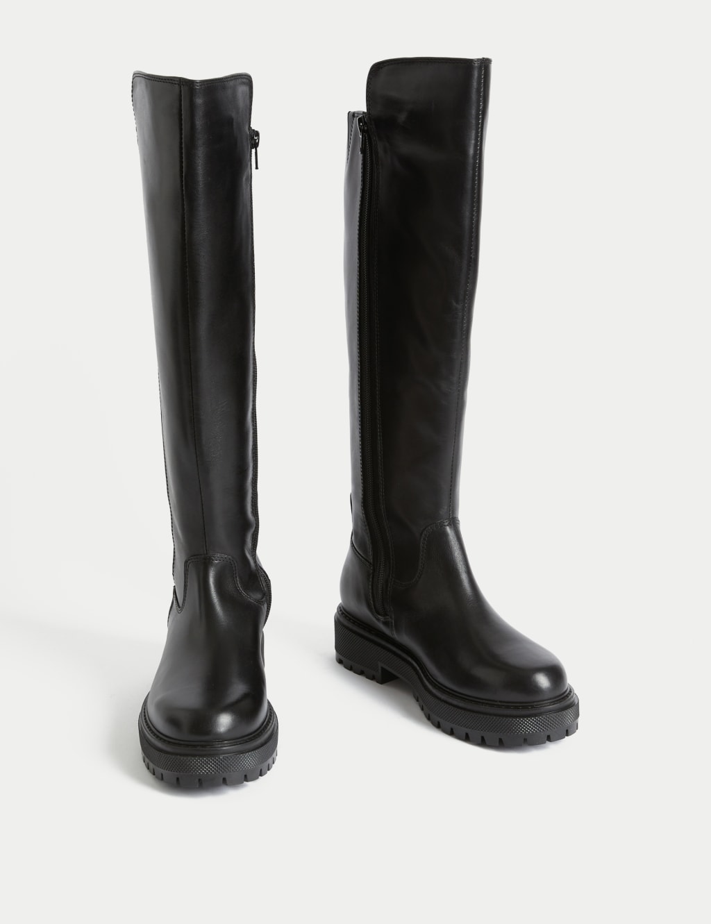 Leather Flatform Over The Knee Boots M S Collection M S