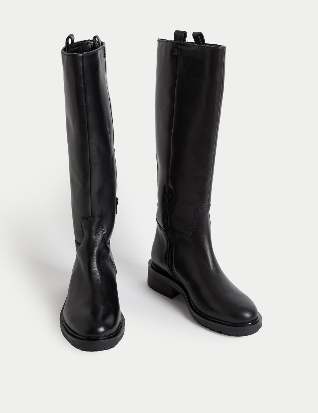 Leather Flat Knee High Boots M S Collection M S