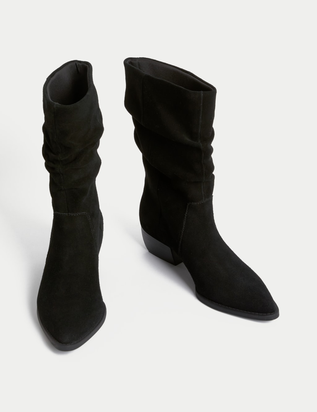 Suede Slouchy Pointed Toe Boots