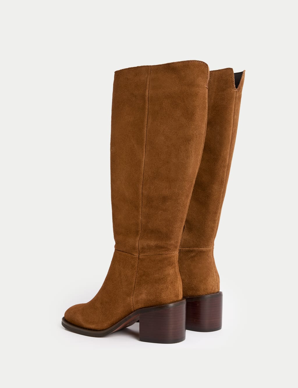 Suede Block Heel Knee High Boots