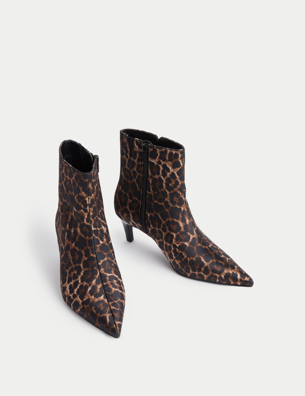 Wide Fit Leopard Print Kitten Heel Ankle Boots