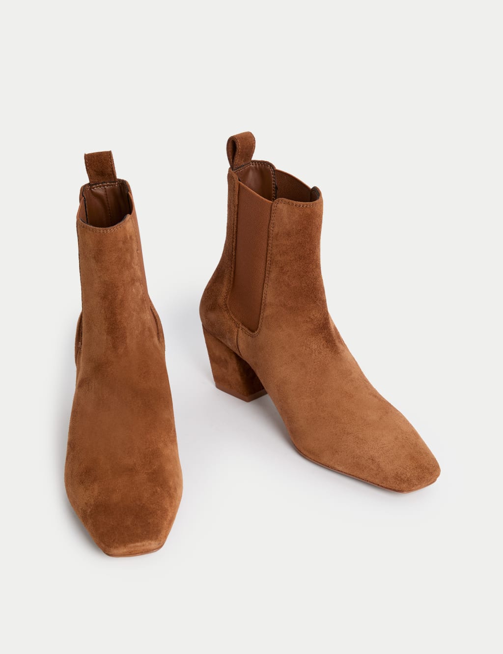 Suede Chelsea Block Heel Boots