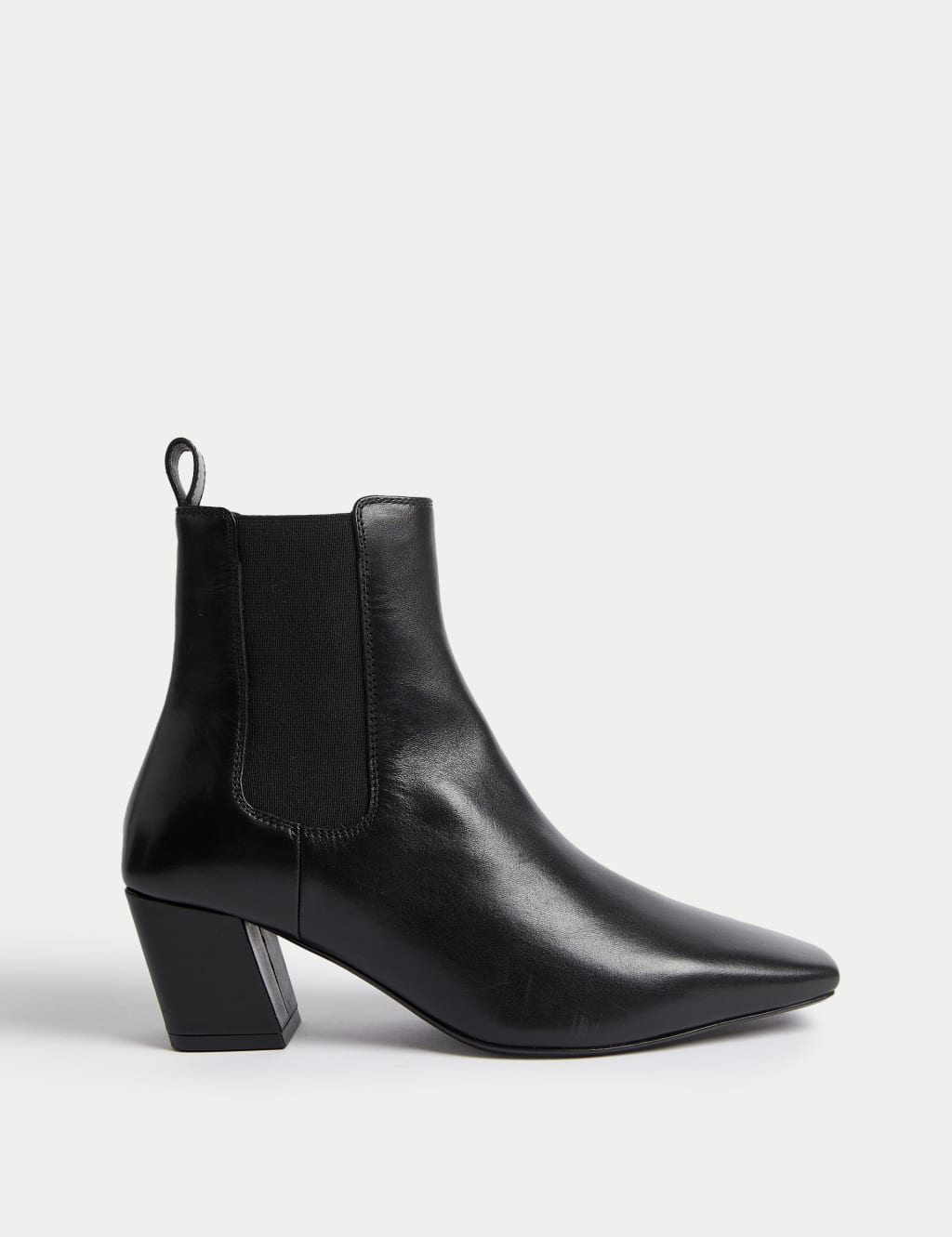 Leather Block Heel Chisel Toe Chelsea Boots M S Collection M S