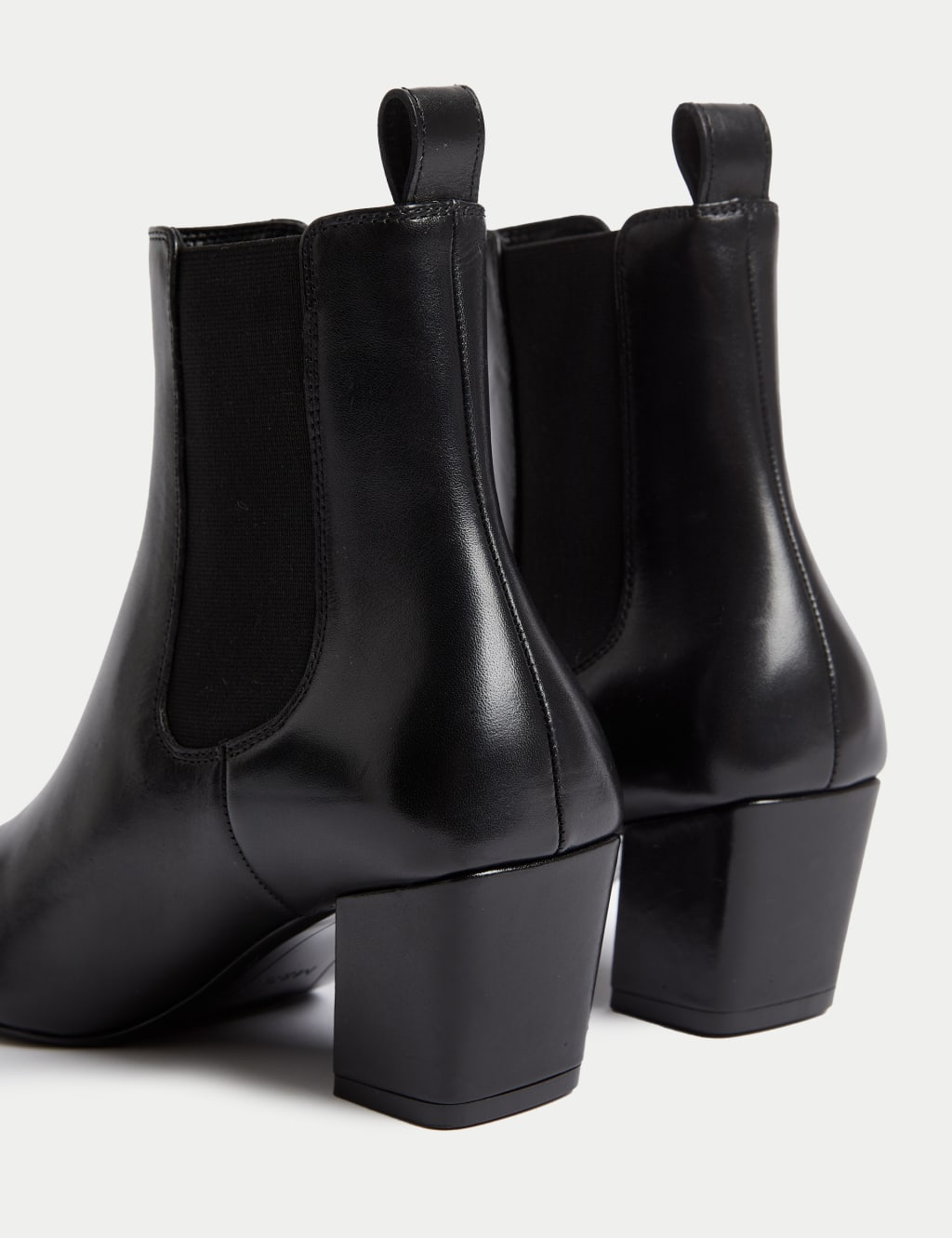 Leather Block Heel Chisel Toe Chelsea Boots M S Collection M S
