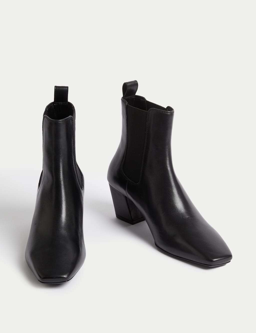 Leather Block Heel Chisel Toe Chelsea Boots M S Collection M S