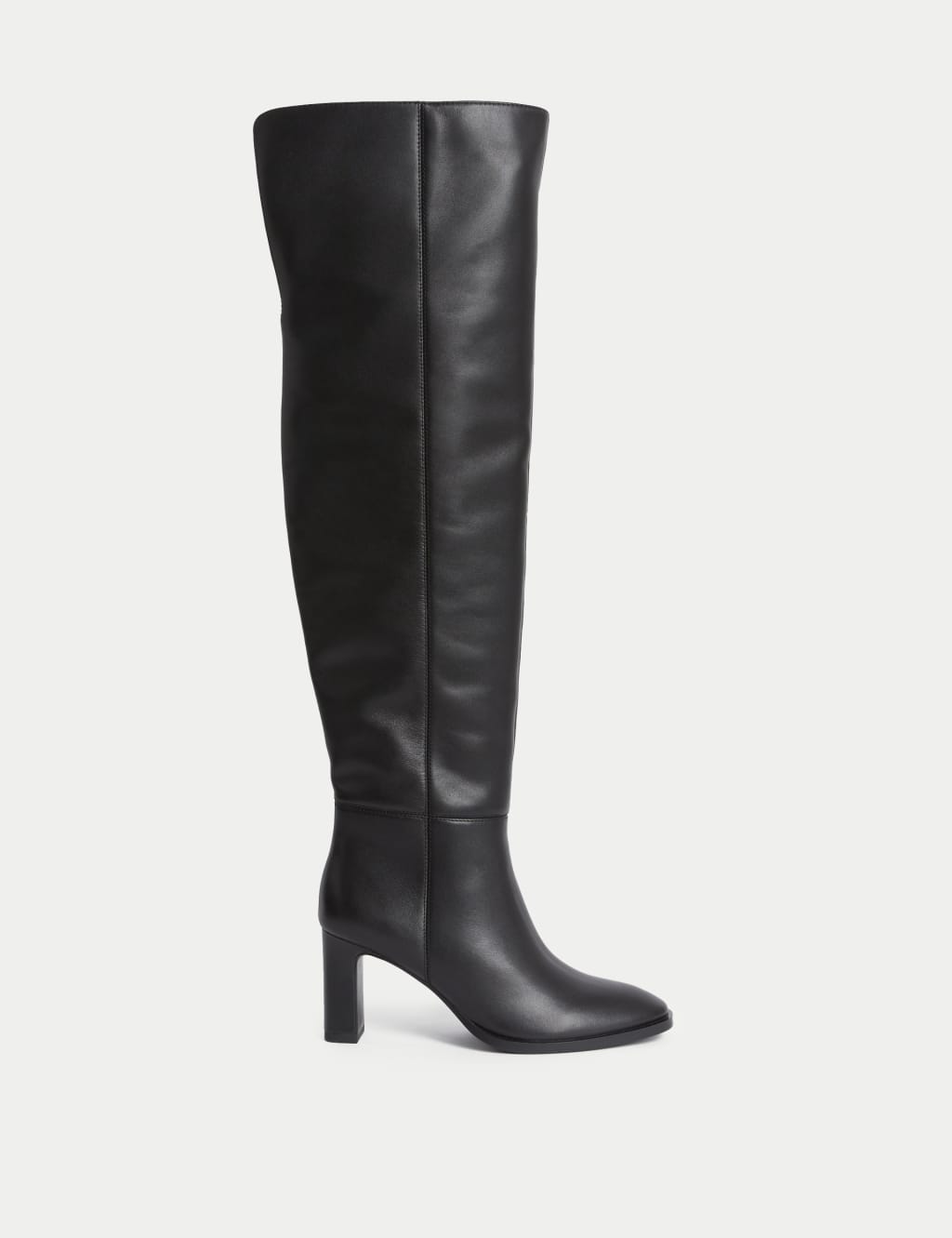 Leather over the knee heeled boots sales