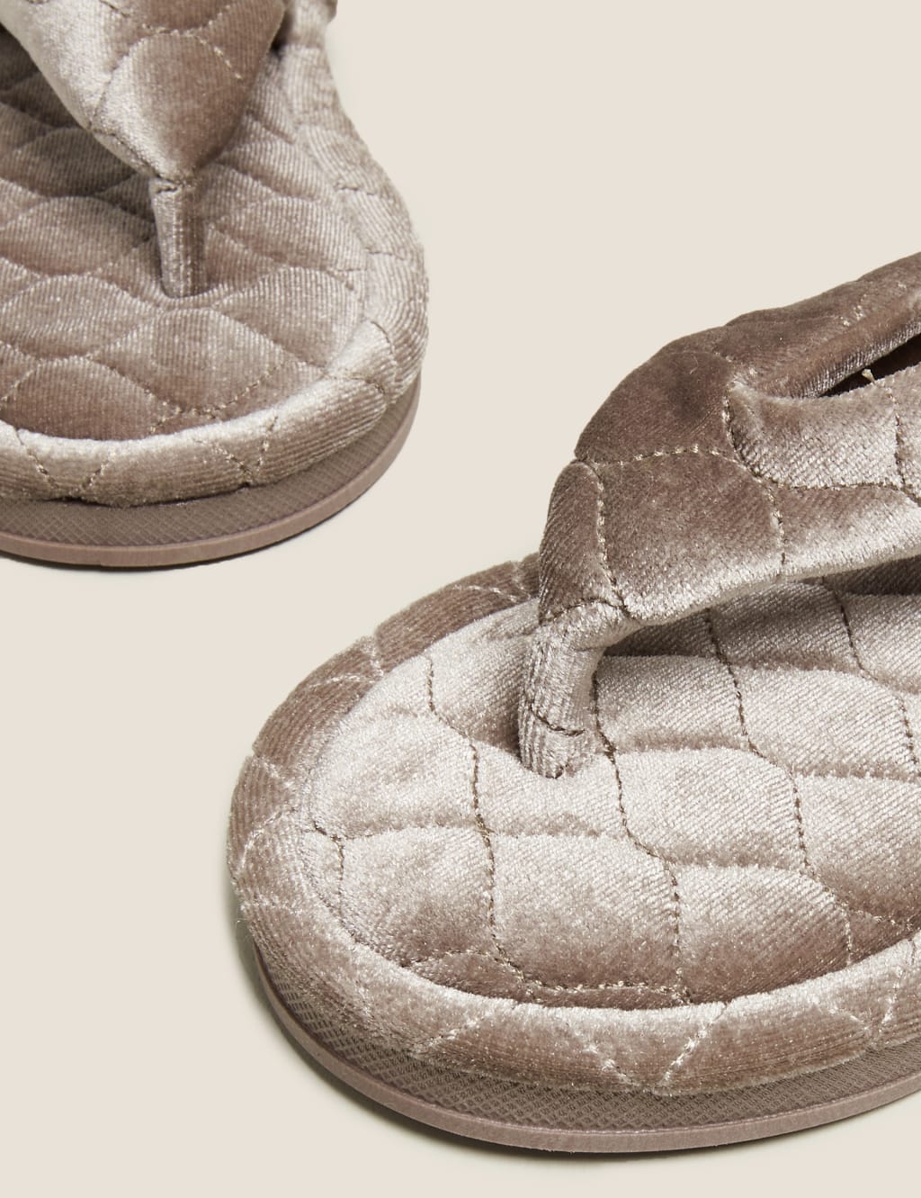Velvet Open Toe Thong Slippers M S Collection M S