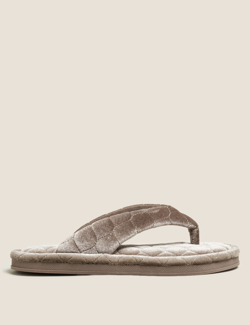 Velvet Open Toe Thong Slippers M S Collection M S
