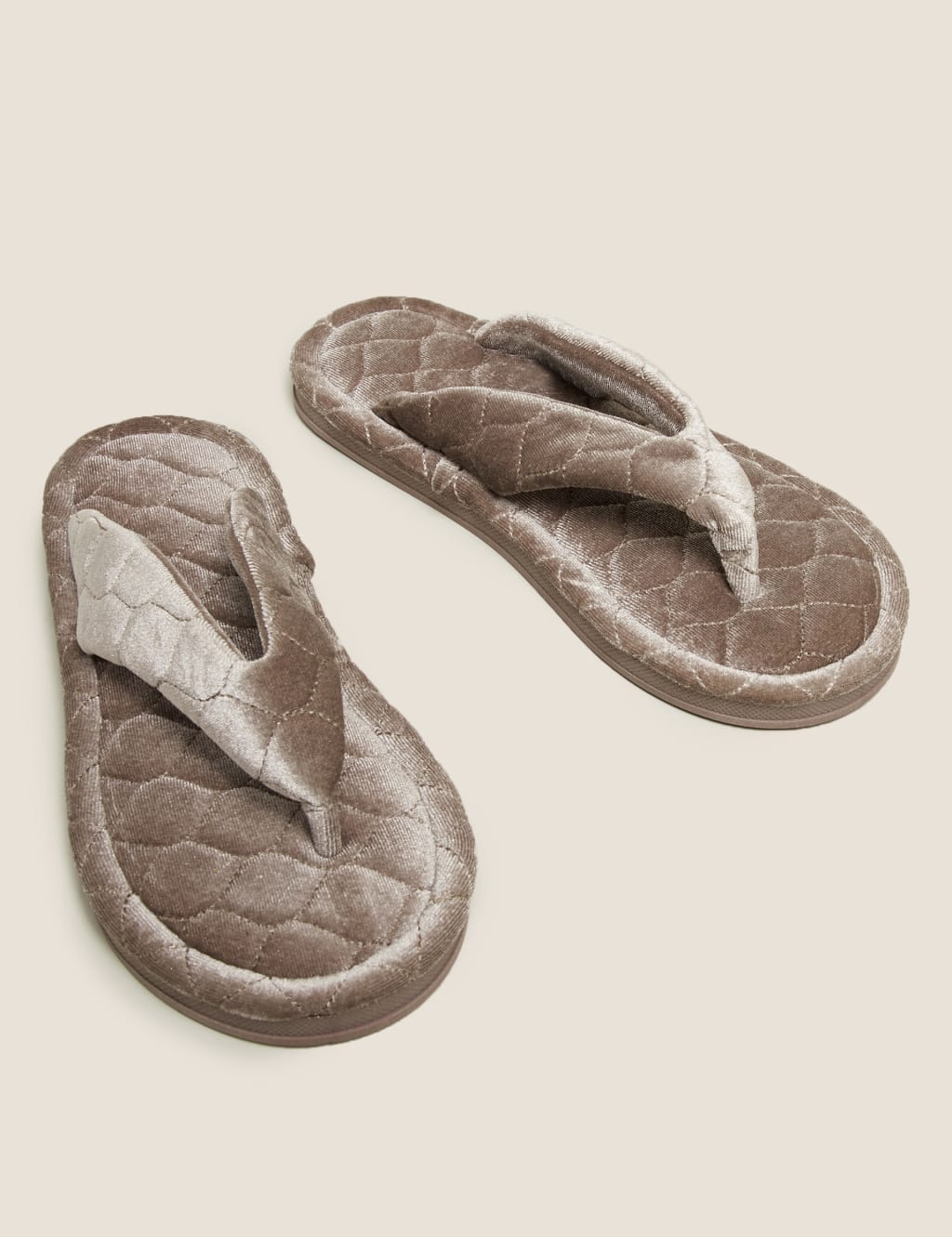 Velvet Open Toe Thong Slippers M S Collection M S