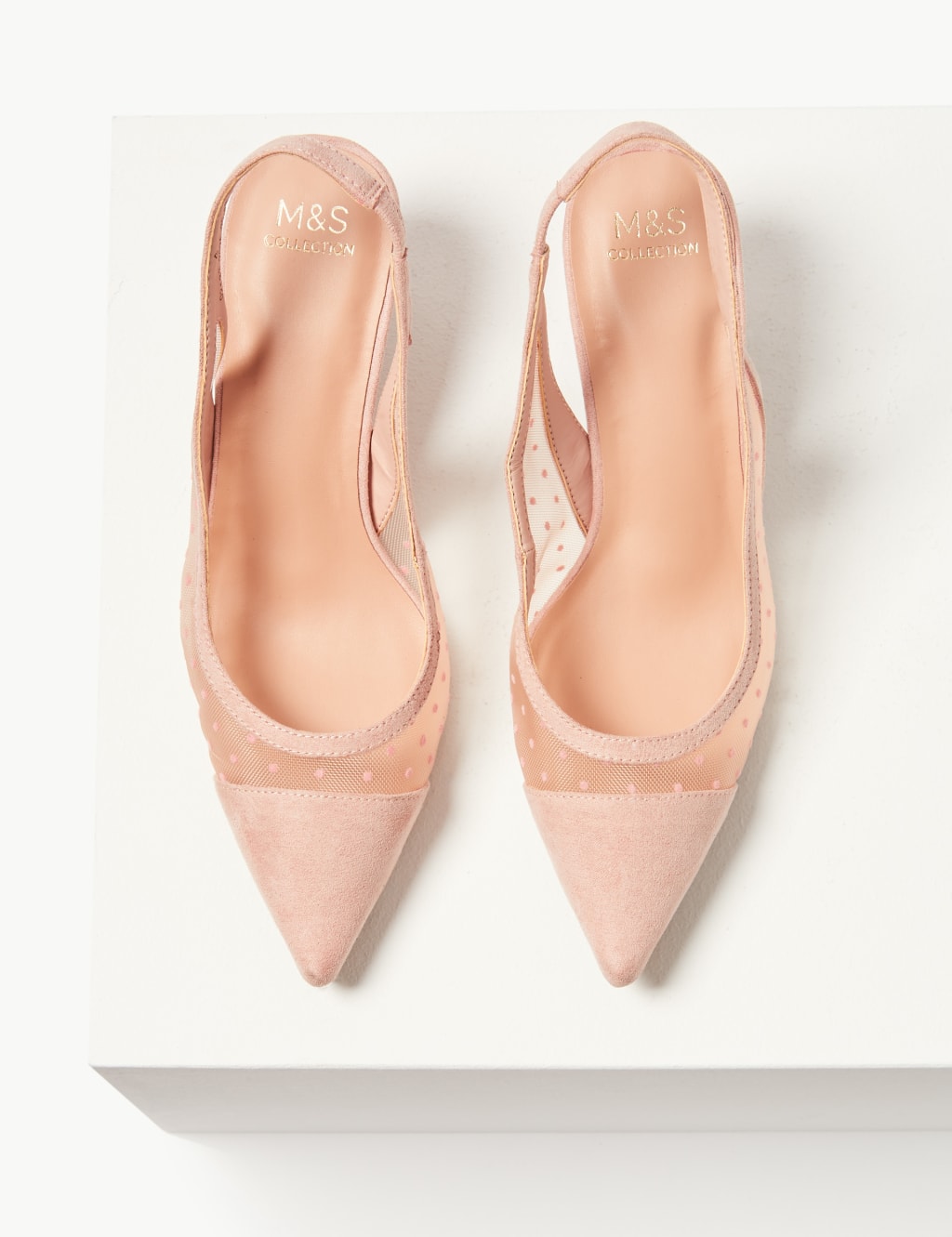 Spot Mesh Kitten Heel Slingback Court Shoes 4 of 5