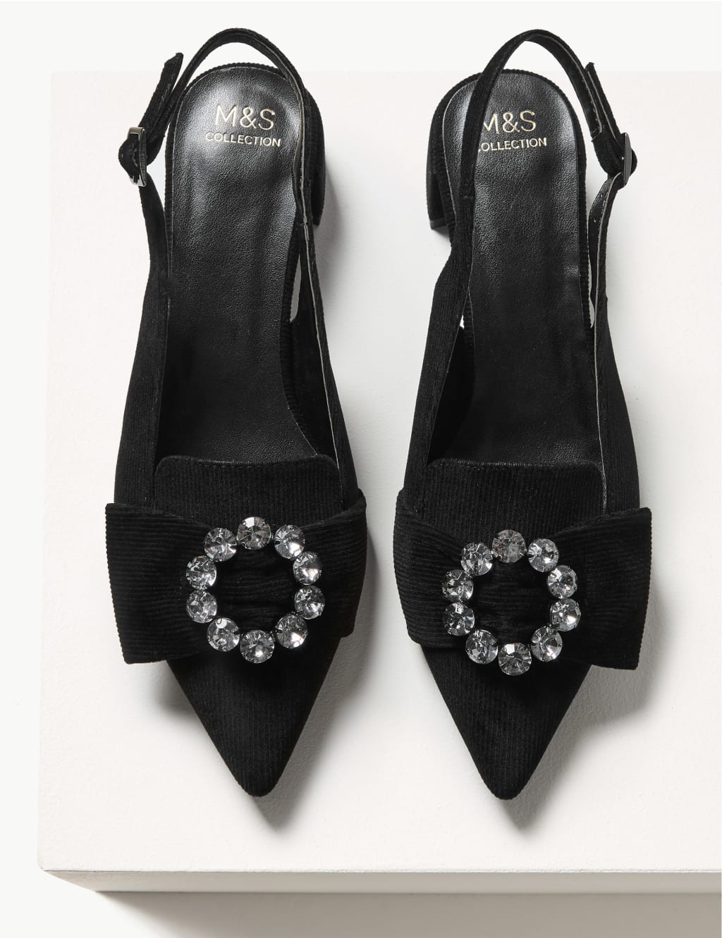 Jewel Block Heel Slingback Court Shoes M S Collection M S