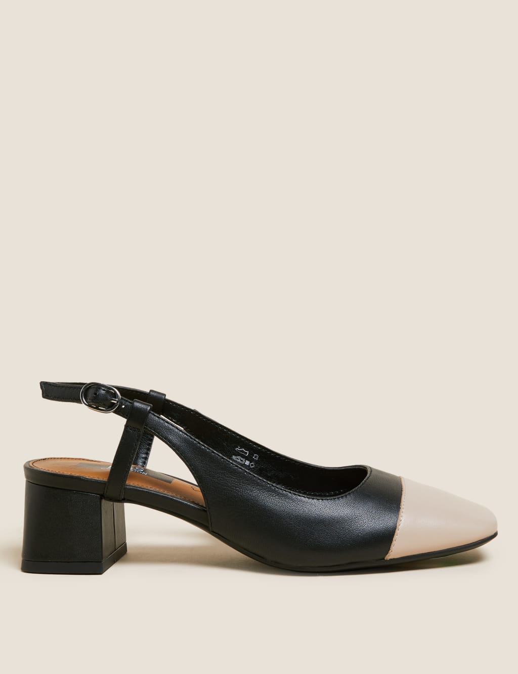 Leather Block Heel Slingback Shoes M S Collection M S