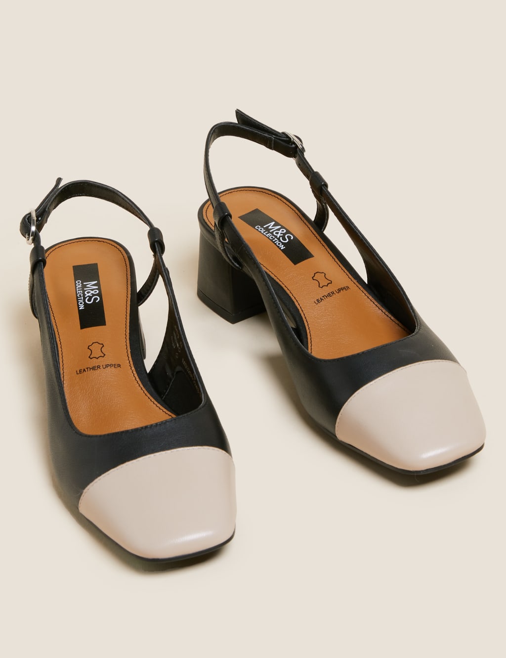 Leather Block Heel Slingback Shoes 2 of 4