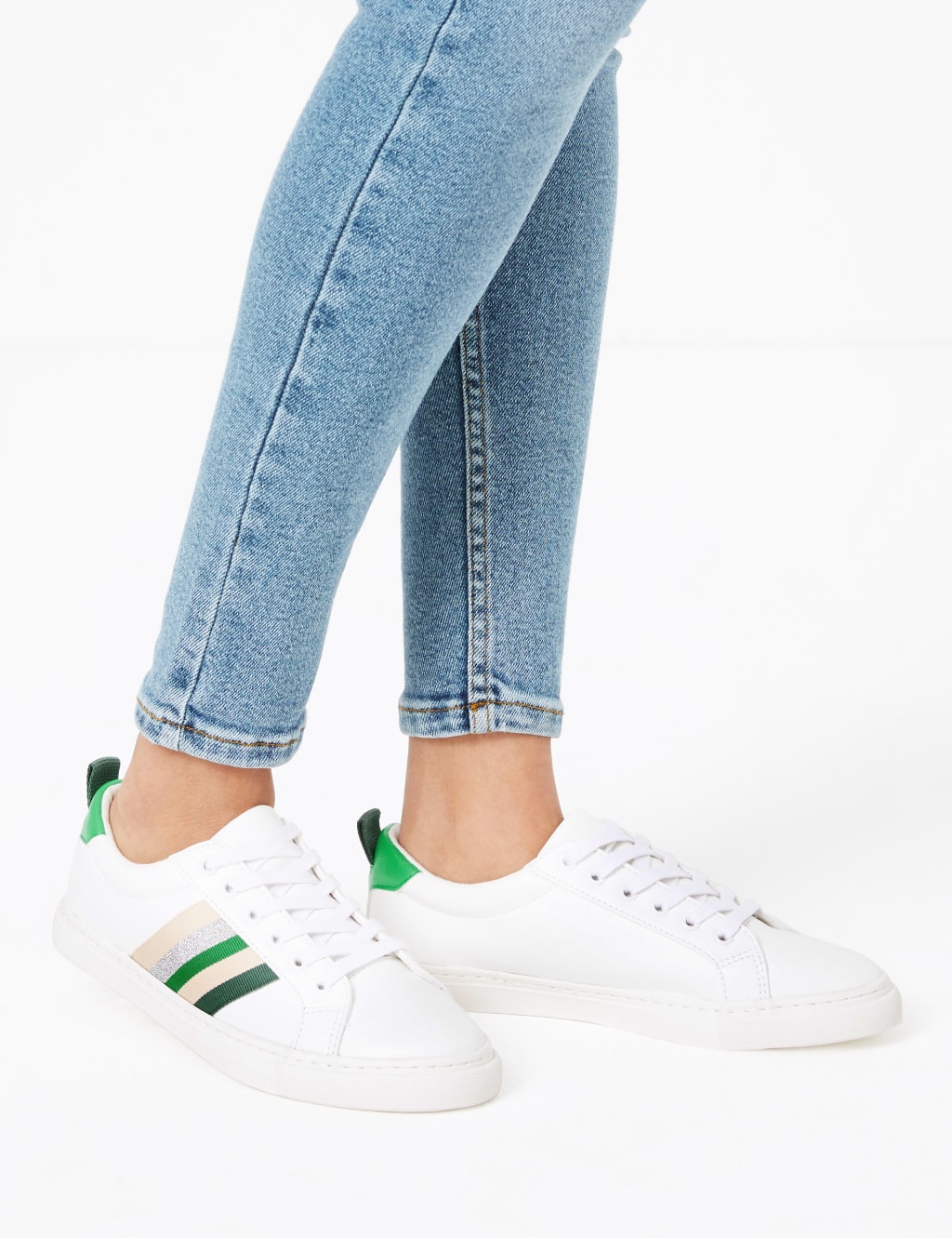 Lace Up Ribbon Detail Trainer M S Collection M S