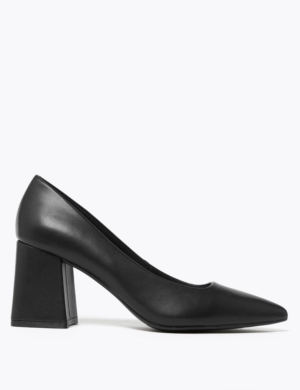 Block Heel Pointed Court Shoes M S Collection M S