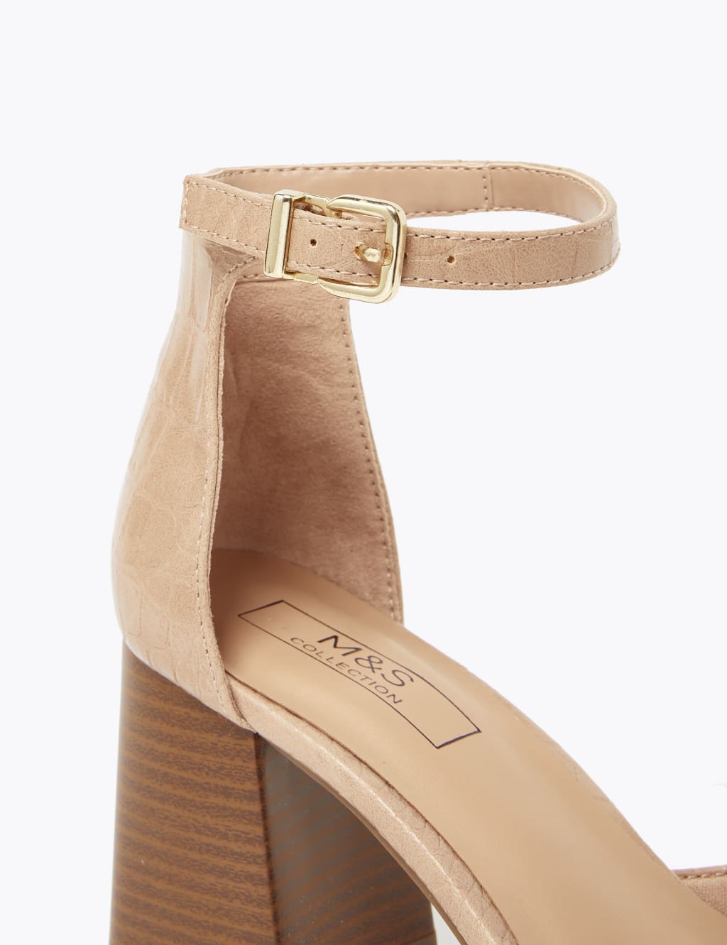 Ankle Strap Block Heel Court Shoes M S Collection M S