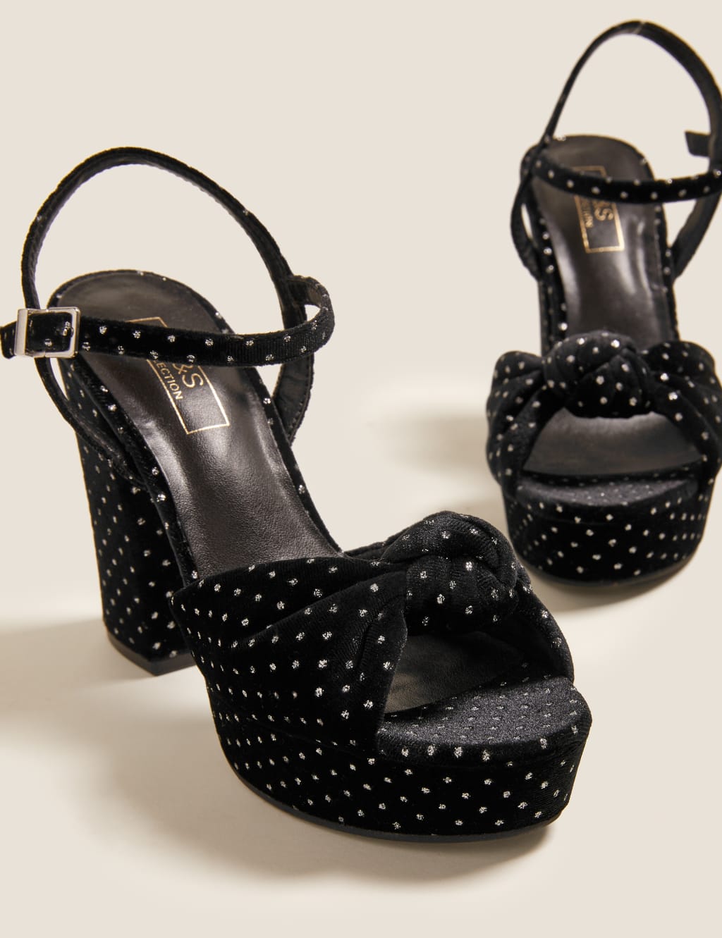 Velvet Knot Platform Sandals 3 of 6