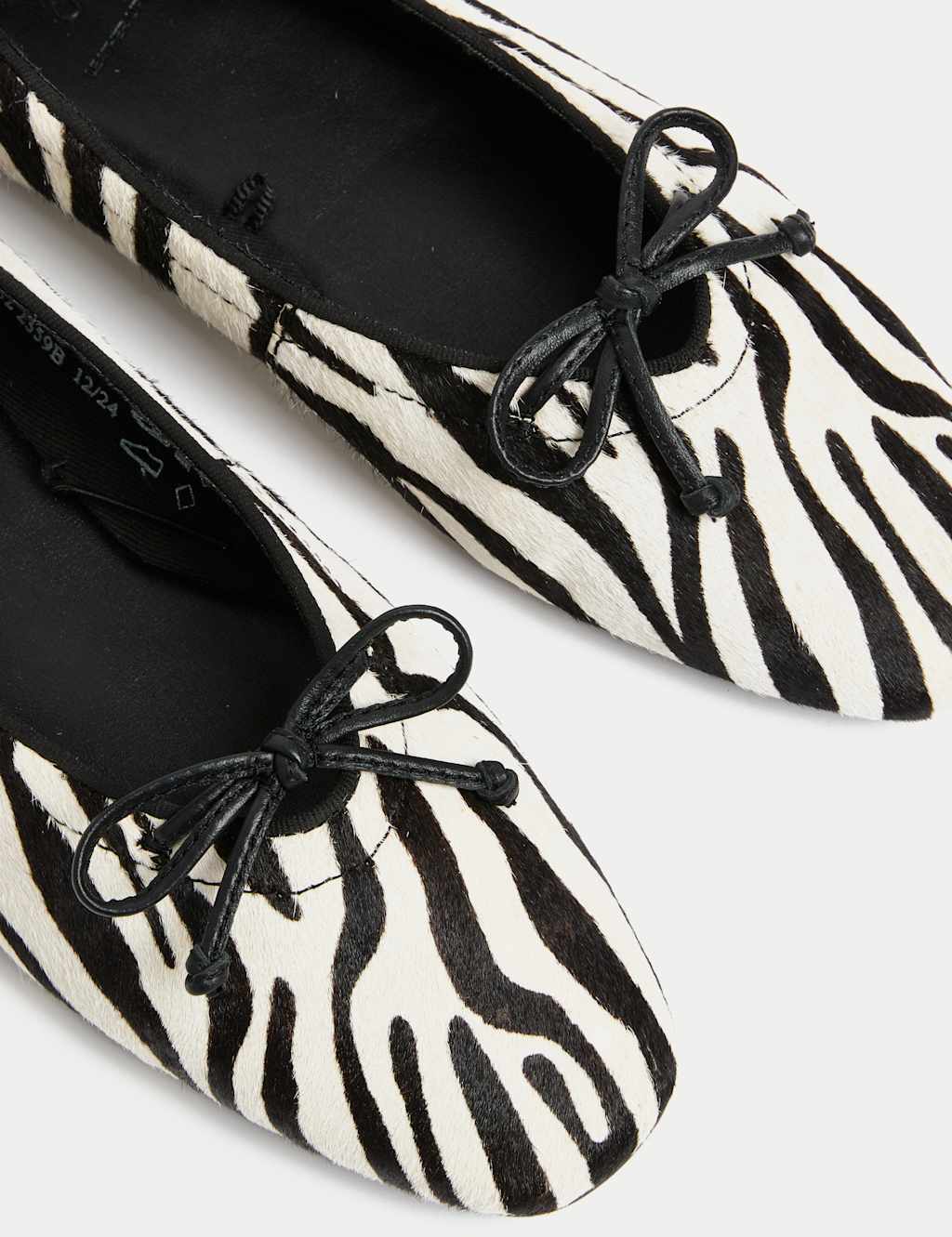 Leather Pony Hair Zebra Print Bow Ballet Pumps 3 of 3