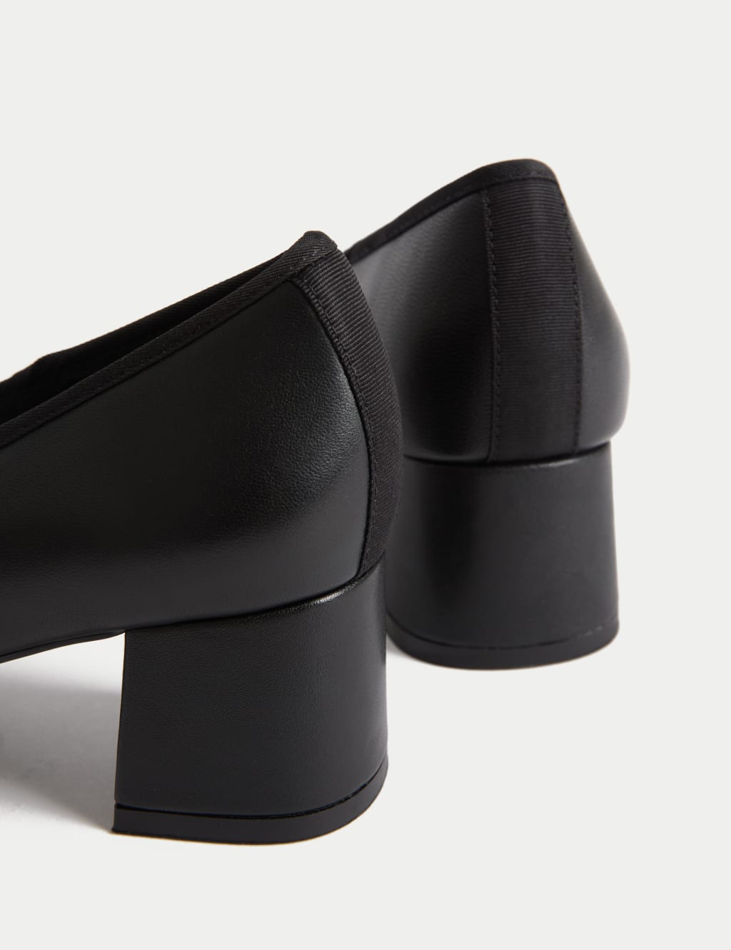 Leather Block Heel Court Shoes 3 of 3