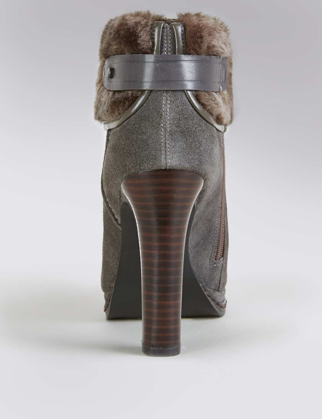 Suede Faux Fur Cuff Ankle Boots with Stain Away™ 2 of 3
